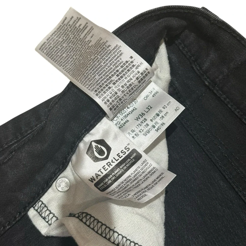LEVIS 514 Straight Leg Jeans Mens 36x32 Black Dark Wash Denim